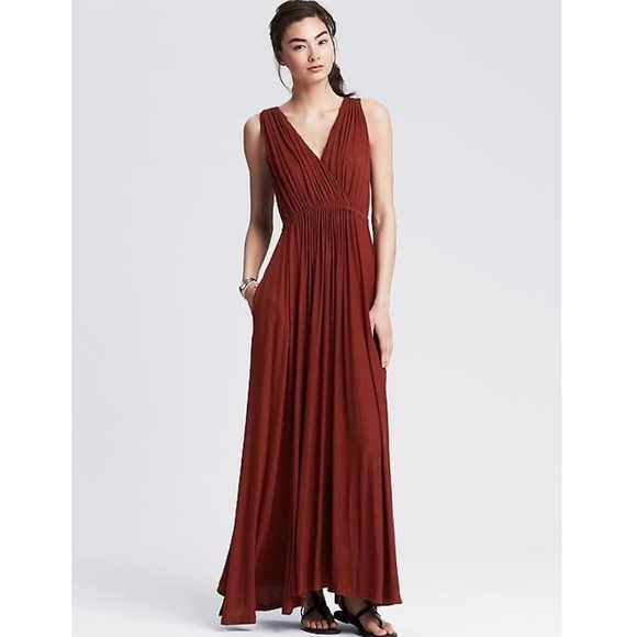 banana republic red maxi dress